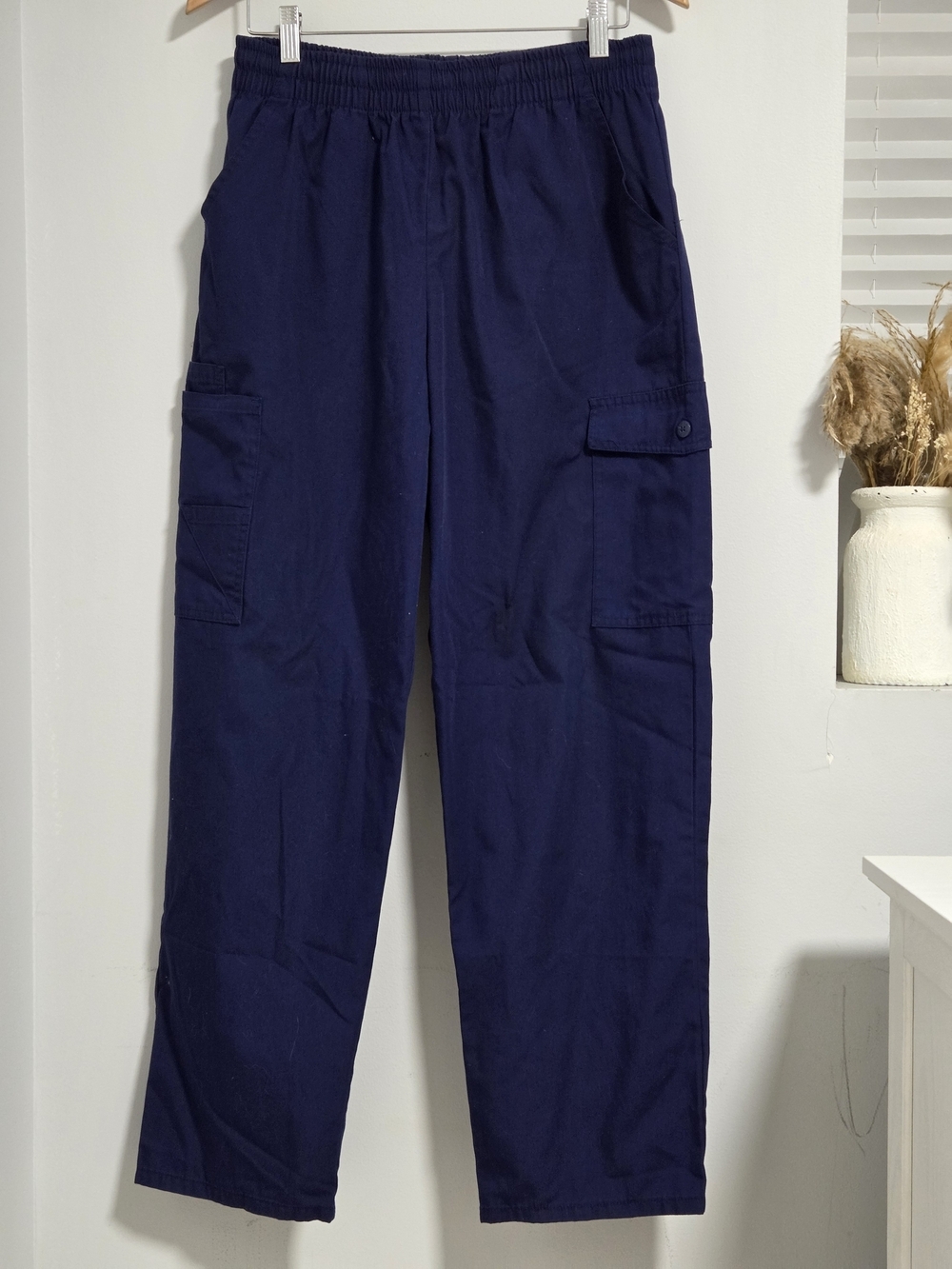 Adar Men's Navy Scrub Cargo Pants - Elastic Waist